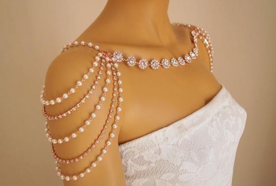 قلادات متدلية, Shoulder Jewelry, Shoulder Necklace, Necklace Swarovski, Necklace Rose Gold, Back Jewelry, Necklace Wedding, Necklace Rose, Jewelry Bridal