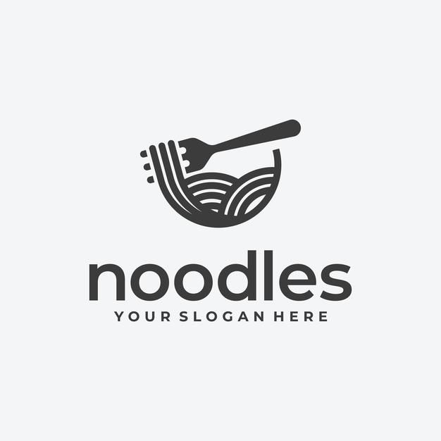 noodles logo design with fork and spoon