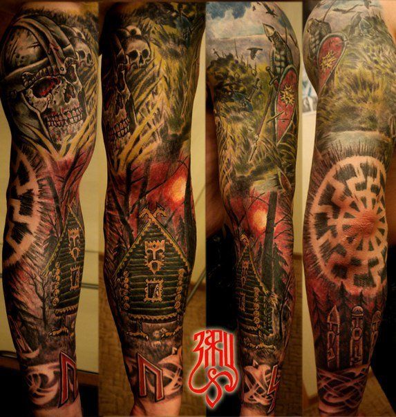 three different tattoos on the legs of people