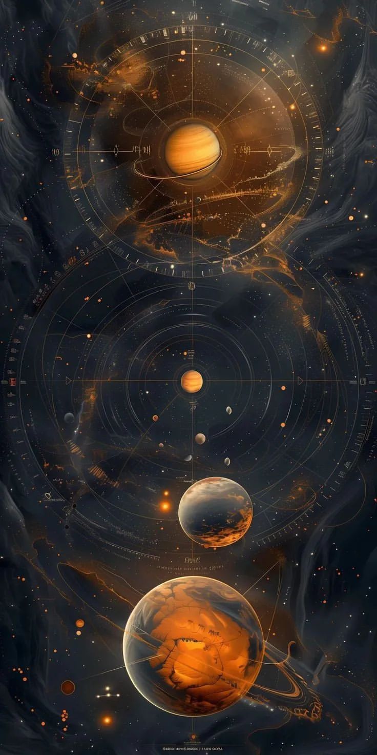 the solar system and its planets are shown in this graphic art print by artist mark stewart