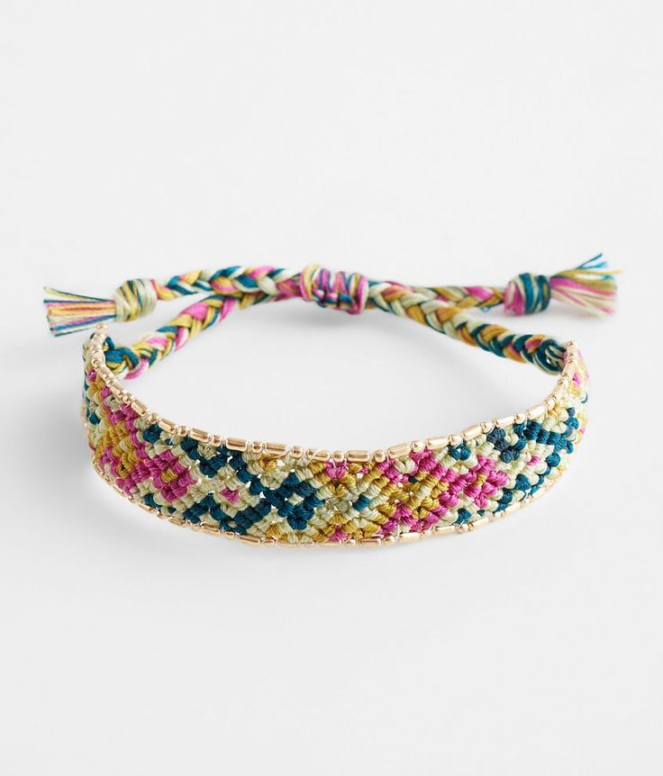 "BKE Braided Slider Bracelet - Pink/Green/Gold , Women's Goldmulti Beaded trim bracelet Measures up to 3" in diameter. Apparel & Accessories" Diy Bead Bracelets, Beaded Friendship Bracelets, Bracelet Stuff, Cute Friendship Bracelets, Cute Friendship, Friendship Bracelets With Beads, Friendship Bracelets Designs, Jewelry Bracelets Gold, Beaded Trim