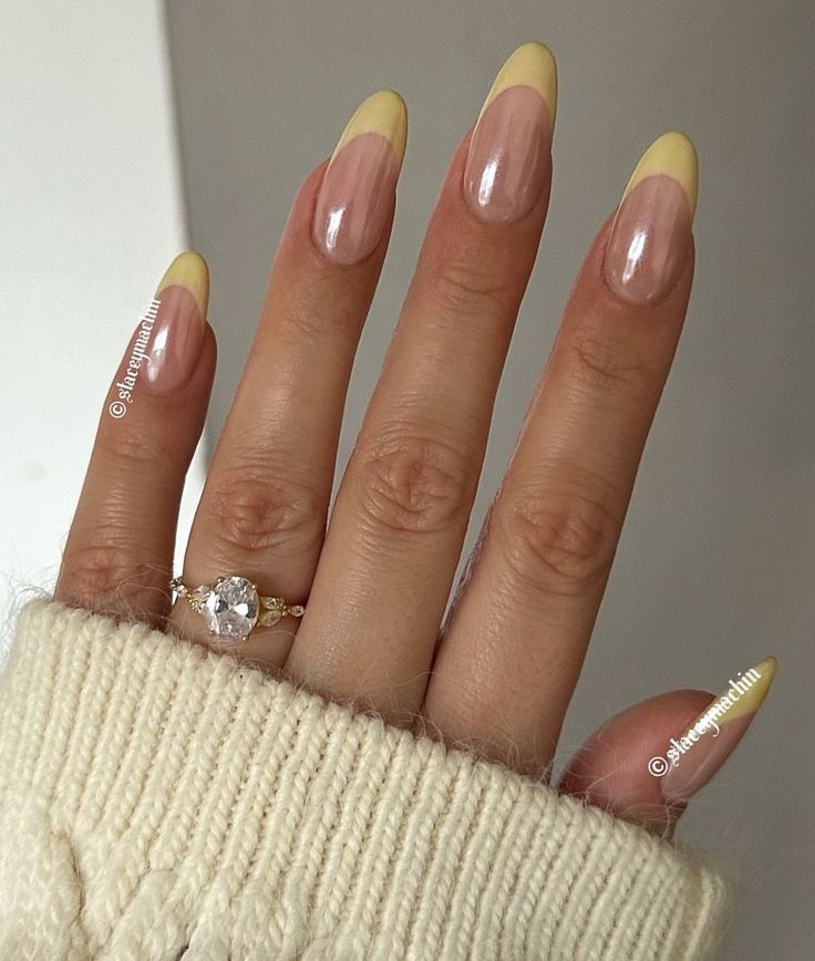 Lemon Drop Nails, Lemon Tip Nails, Lemon French Nails, Butter Glazed Nails, Butter Yellow French Tips, Lemon Color Nails, Butter Yellow Nails With Design, Lemon French Tip Nails, Summer Yellow Nail Designs