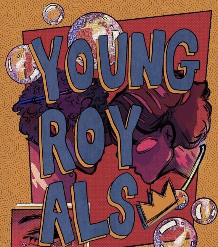 the young roy als poster is shown in red, yellow and blue colors with an orange background