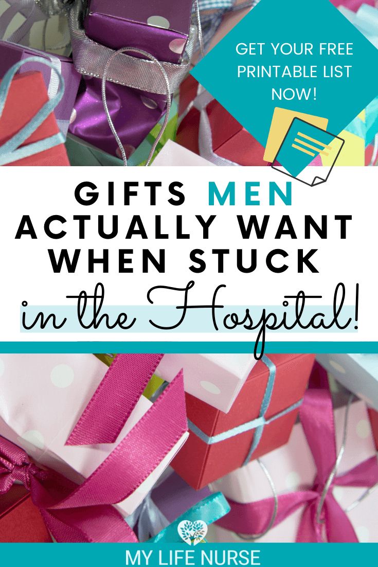 gift boxes with pink ribbon and the words gifts men actually want in the hospital on top