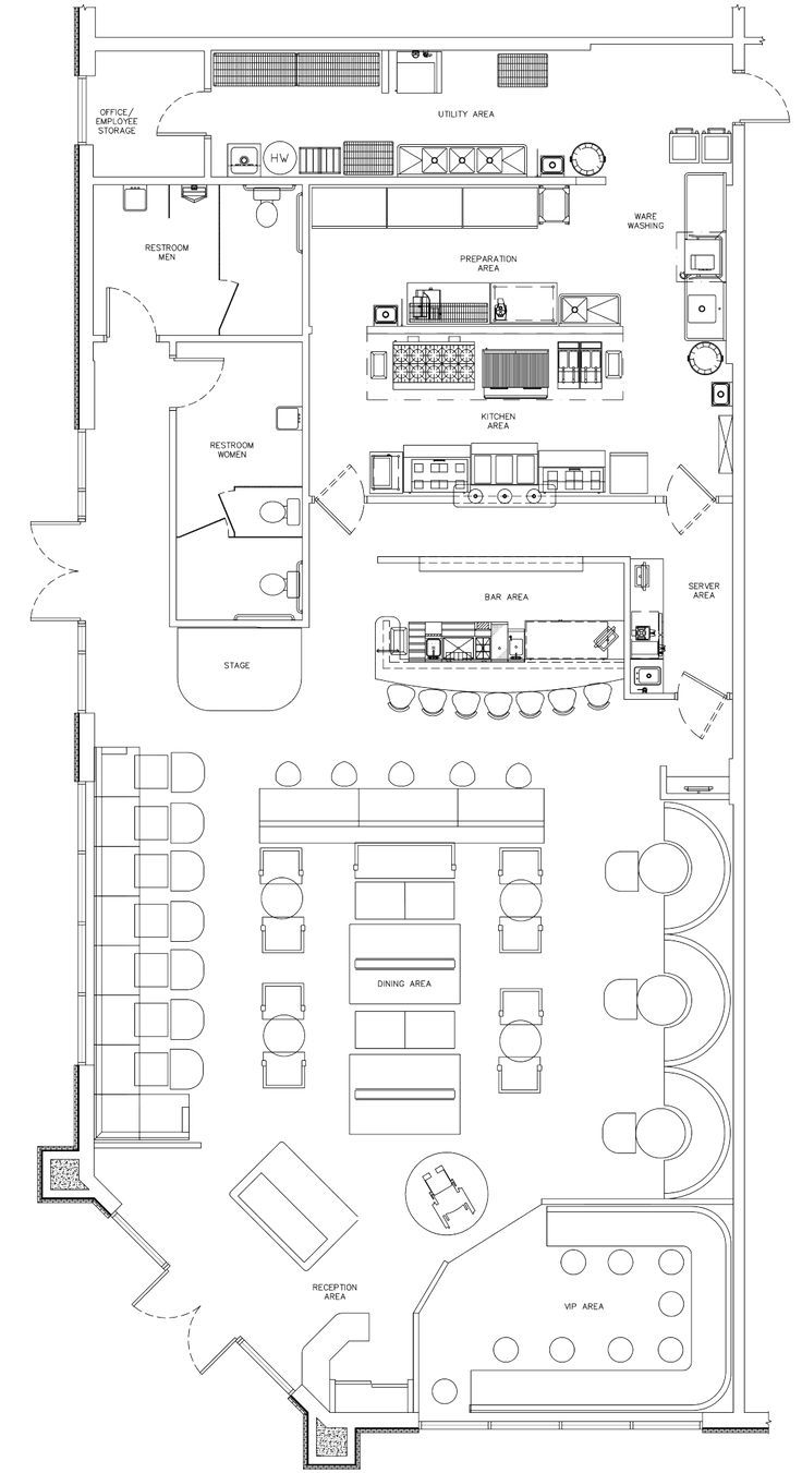 the floor plan for a restaurant with tables and chairs, counter tops, and seating areas