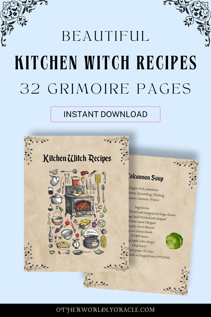 the kitchen witch recipes cookbook is open and ready to be used as a recipe book