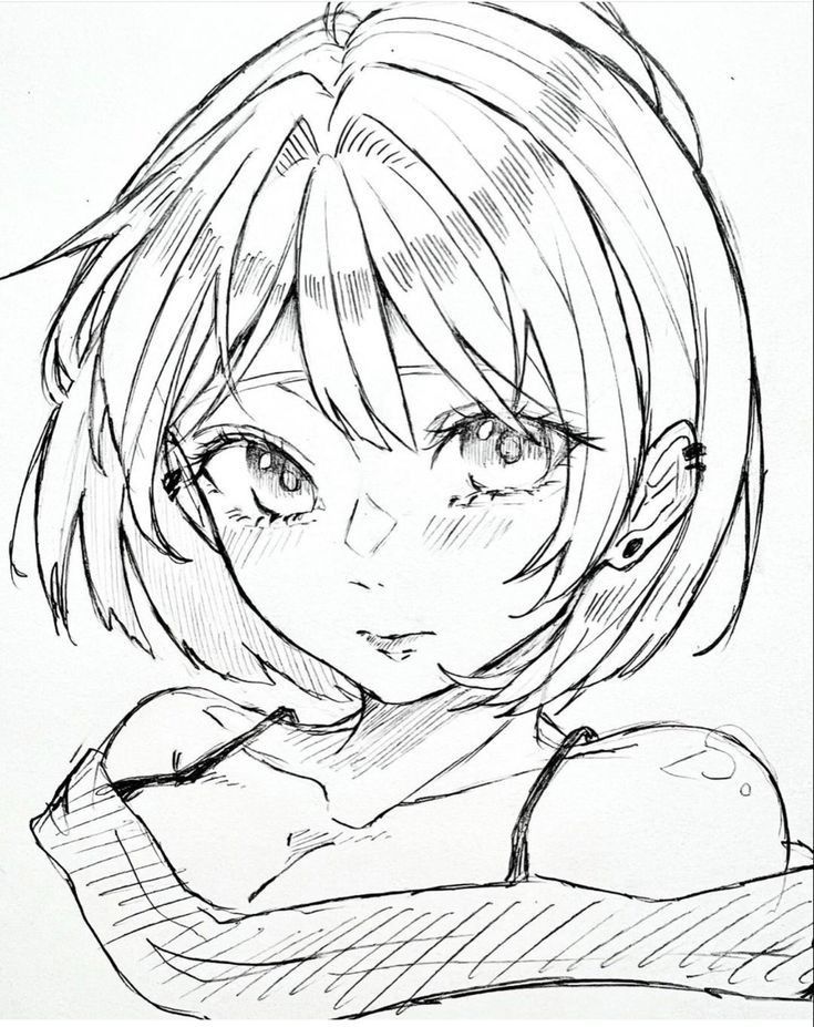 a drawing of a girl with short hair