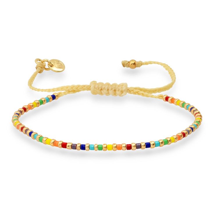 Gold & Rainbow Beaded Bracelet Bracelet Stack Gold, Sparkly Bracelets, Friendship Bracelets With Beads, Rainbow Bracelet, Rainbow Beads, Miyuki Beads, Bracelet Stack, The Rainbow, Beaded Bracelet