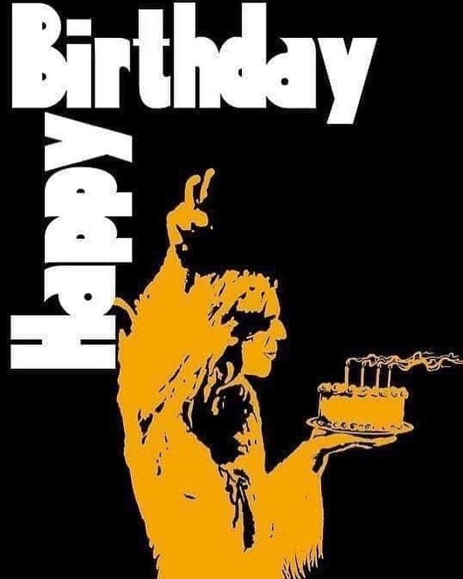 an image of a man holding a cake in his hand with the words happy birthday on it