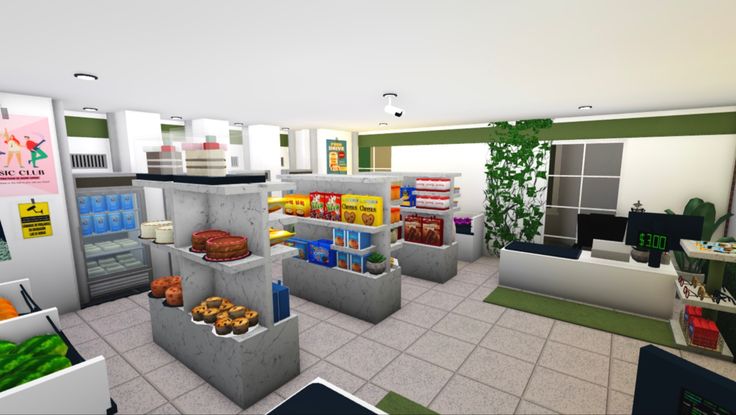 Shops To Add To Your Bloxburg Town, Bloxburg Grocery Store Ideas Inside, Shopping Cart Bloxburg, Bloxburg Grocery Store Inside, Buildings To Put In Your Bloxburg Town, Bloxburg Target Layout, Bloxburg Postoffice, Bloxburg Mini Grocery Store, Bloxburg Market Ideas