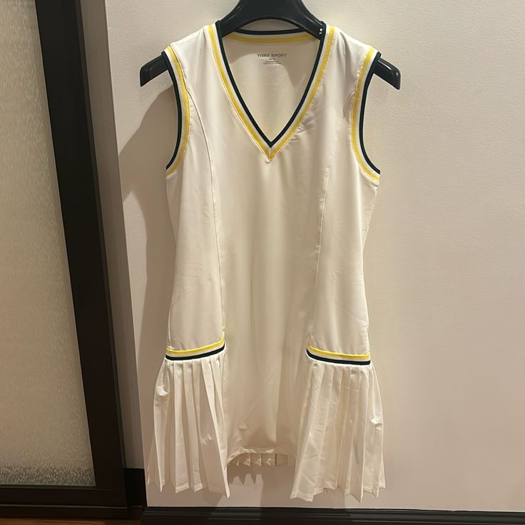 Tory Burch Tennis Dress Brand New With Tags Xs White V-neck Tennis Dress For Spring, Sport Dress, Tennis Dress, Dress Brands, Tory Burch, Tennis, Color White, Mini Dress, Brand New