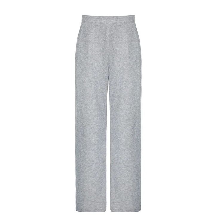 Gray Trendy High-waisted Pants For Elevated Casual Occasions, Gray Wide-leg Bottoms With Ribbed Waistband, Gray Wide Leg Bottoms With Ribbed Waistband, Trendy Elevated Casual Long Pants, Stretch Full-length Pants For Elevated Casual, Stretch Full Length Pants For Elevated Casual, Gray High-waisted Lounge Pants, Gray High Waist Pants For Loungewear, Gray High-waist Pants For Loungewear