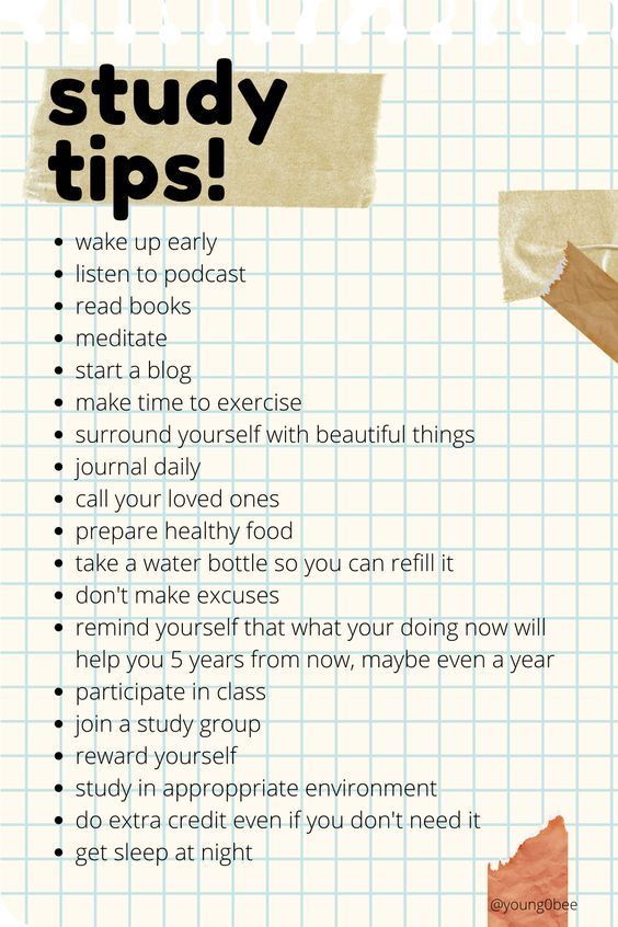 a poster with the words study tips on it