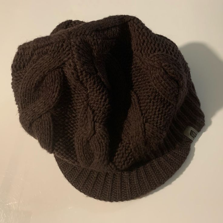 This Dark Brown Cable Knit Beanie Has A Brim Like A Hat Unisex For Men Or Women One Size Bought New And Removed Tags But Never Used Can’t Find Exact Item But Similar To The North Face Flip Billy Beanie The North Face Beanie, North Face Beanie, Brown Beanie, Cable Knit Beanie, Face Accessories, Beanie Cap, Knit Beanie, Cable Knit, North Face