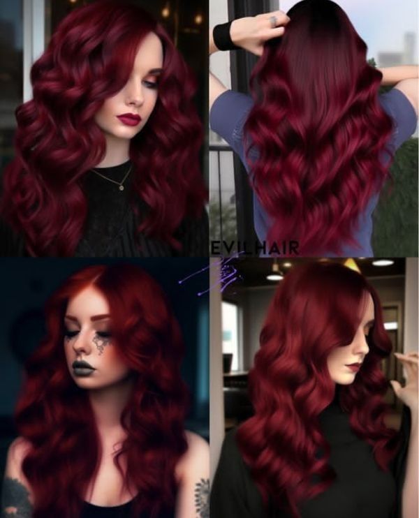 crimson red hair color Comment and follow for more Burgundy Hair Highlights, Burgundy Hair With Highlights, Crimson Red Hair, Blood Red Hair, Burgundy Hair Color, Crimson Hair, Cherry Red Hair, Vivid Hair, Vivid Hair Color