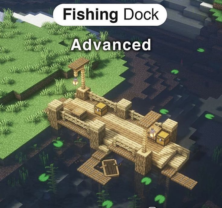 Fishing Building Minecraft, Minecraft Dock Ideas Cute, Minecraft Fishing Dock Easy, Things To Build On Water In Minecraft, Mc Fishing Hut, Minecraft Small Dock Ideas, Mc Fishing Dock, Minecraft Fishing Deck Ideas, Fishing Docks Minecraft