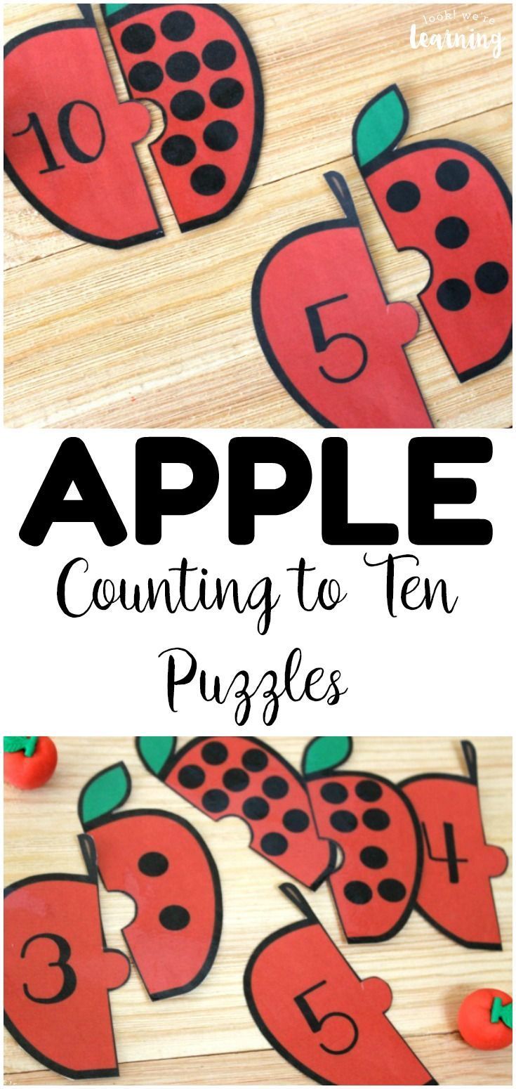 an apple counting to ten puzzle with the title overlay