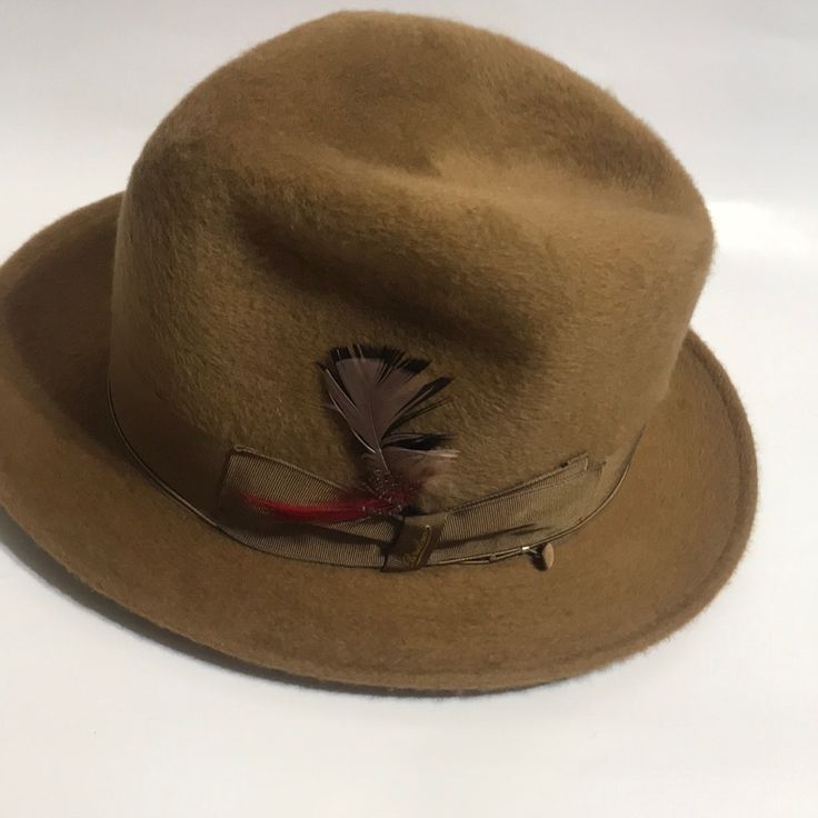 Usa 7 3/8 Brown Borsalino Brown Fitted Fedora For Kentucky Derby, Vintage Style Fitted Beige Fedora, Brown Fitted Casual Felt Hat, Fitted Brown Felt Hat Casual, Fitted Brown Felt Hat Casual Style, Brown Fedora For Kentucky Derby And Formal Occasions, Casual Brown Fitted Felt Hat, Vintage Fitted Fedora For Fall, Formal Brown Felt Hat With Flat Bill