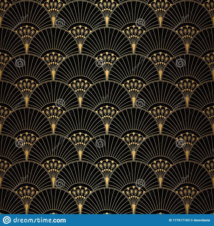 an art deco fan pattern in gold and black stock photo - image 349784