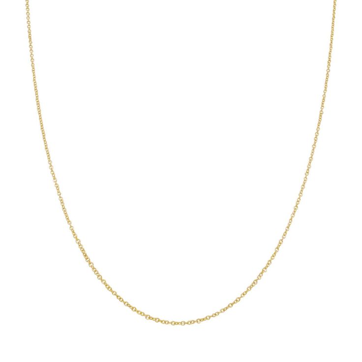 A classic solid gold cable chain necklace to stack, wear alone, or add your favorite charm to. Length: Adjustable 16-18" or 18-20" Solid 14K Gold Oval Link Cable Chain Necklace For Layering, Classic Chain Necklace For Layering, Yellow Gold Link Charm Necklace With Cable Chain, Yellow Gold Cable Chain Link Necklace, Dainty Charm Necklace With Cable Chain And Oval Link, Classic 14k Gold Cable Chain Necklace, Yellow Gold Charm Necklace In 14k With Cable Chain, Yellow Gold Charm Necklace With Cable Chain, Yellow Gold Charm Necklace With Oval Link Cable Chain