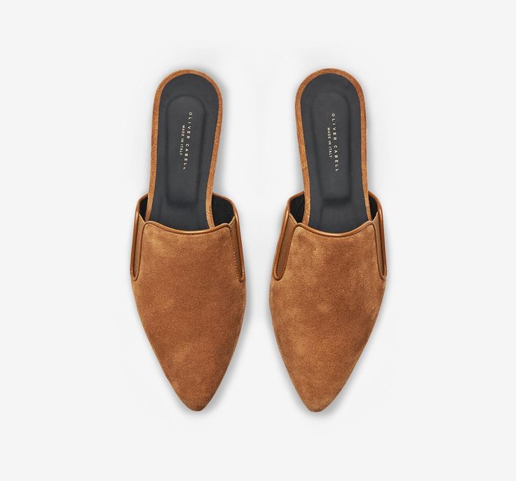 Dream Mule | Caramel - Oliver Cabell Luxury Brown Suede Mules, Luxury Brown Mules For Beach, Luxury Brown Mules With Leather Footbed, Luxury Brown Mules For The Beach, Luxury Mules With Suede Lining And Round Toe, Luxury Brown Synthetic Mules, Luxury Brown Mules With Padded Heel, Brown Luxury Mules, Luxury Brown Mules With Reinforced Heel