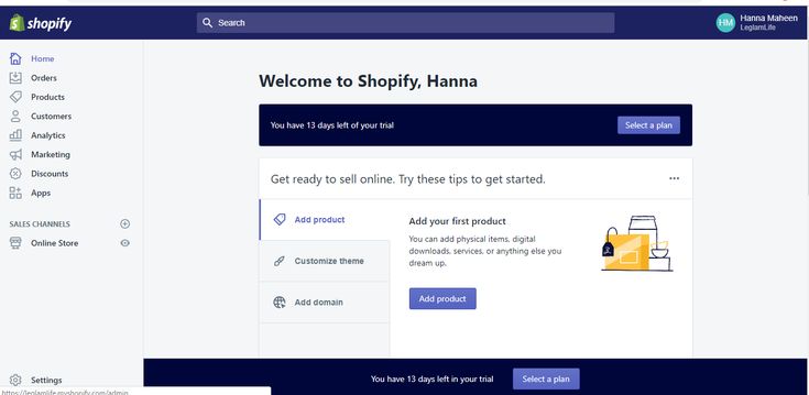 the shopify homepage is displayed on a computer screen