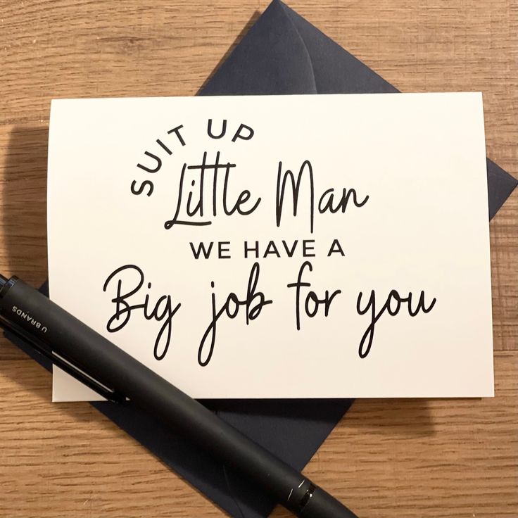 a note that says sit up little man we have a big job for you