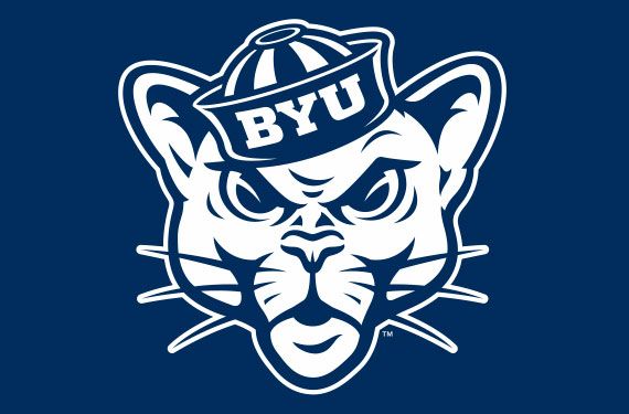 an image of a cat with a hat on it's head and the word byu