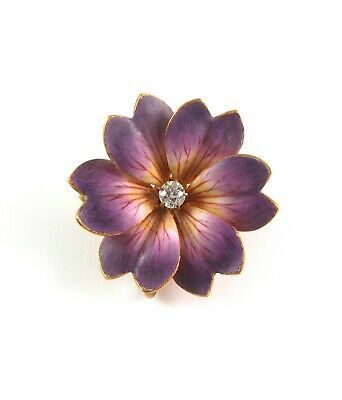 (eBay) Carter Gough 14k Gold Art Nouveau Enamel Diamond Violet Flower Watch Pin Brooch Victorian Flower Jewelry Collectible, Victorian Flower-shaped Collectible Jewelry, Victorian Flower Collectible Jewelry, Victorian Flower Jewelry For Collectors, Fine Jewelry Flower Brooch, Anniversary Flower Brooch Jewelry, Anniversary Flower Shaped Brooch Jewelry, Anniversary Flower Shaped Brooch, Formal Enamel Brooch Jewelry