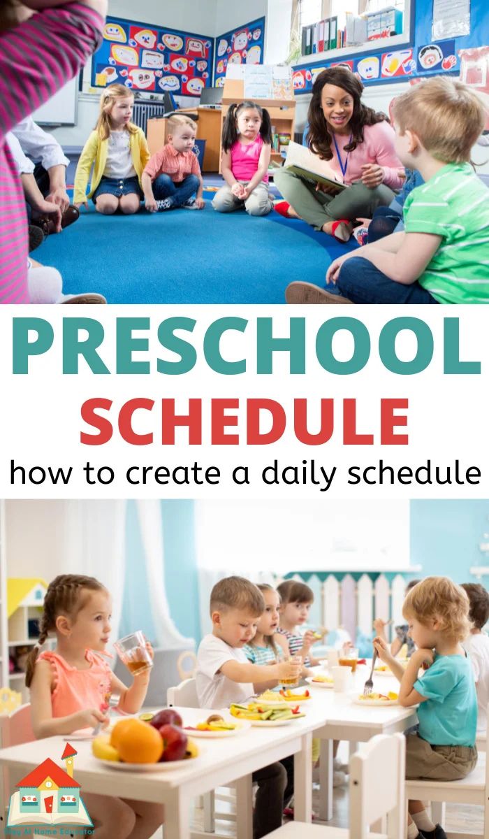 children are sitting around a table with books on it and the title preschool schedule how to create a daily schedule