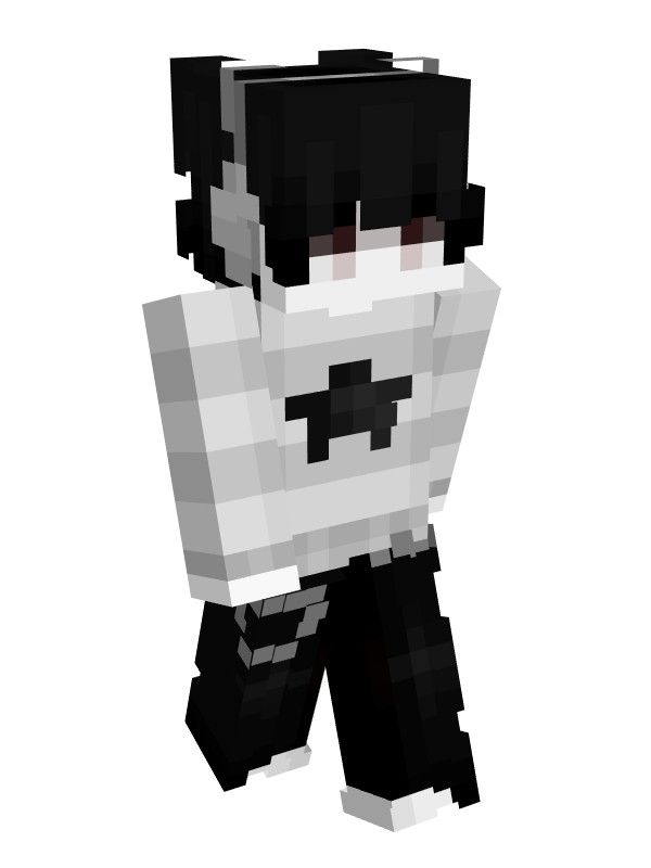 an image of a pixel art character in black and white colors on a white background