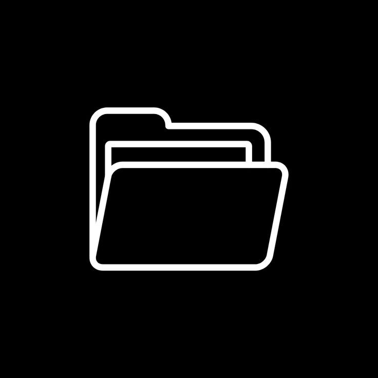 a black and white photo of a folder icon on a dark background with space for text