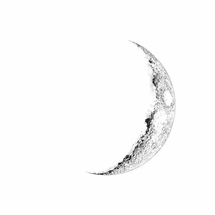 a drawing of the moon in black and white