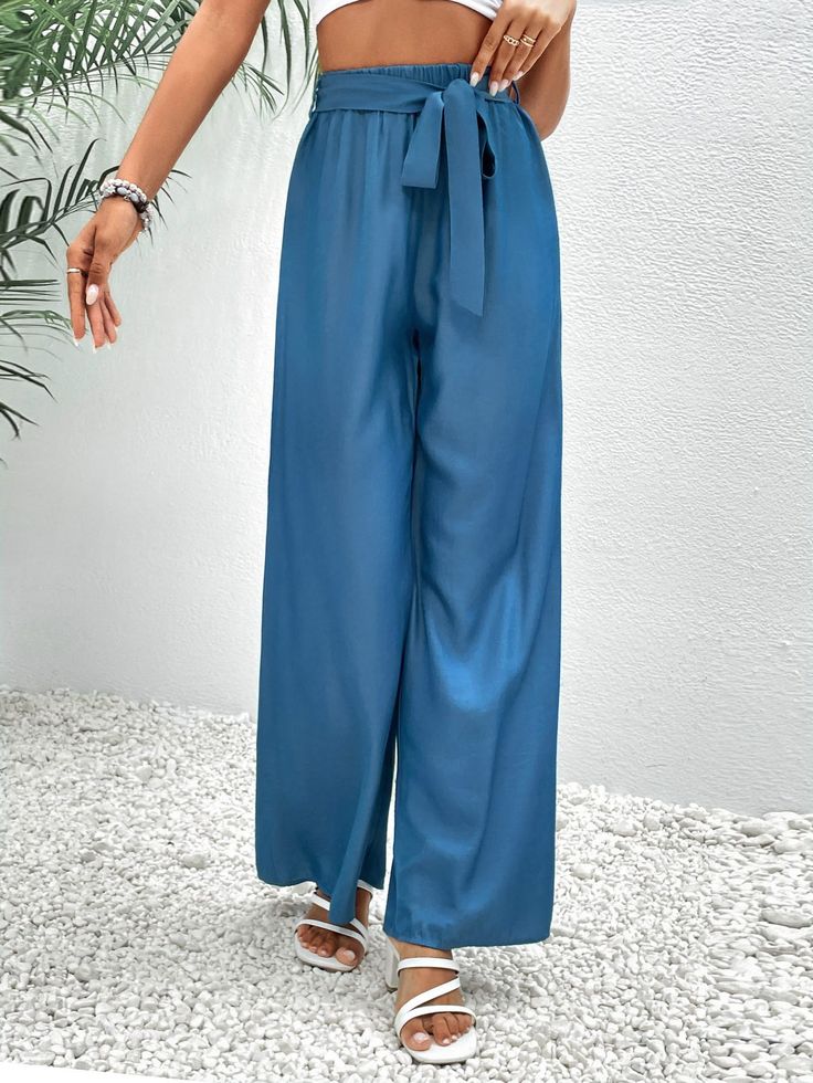 F00208837-103 Casual Blue Pants With Pockets, Non-stretch Blue Bottoms For Summer, Non-stretch Straight Leg Light Blue Bottoms, Light Blue Straight Leg Bottoms For Summer, Non-stretch Light Blue Straight Leg Bottoms, Non-stretch Straight Leg Bottoms, High Waist Light Blue Pants For Spring, Casual High Waist Blue Pants, Light Blue High Waist Pants For Spring