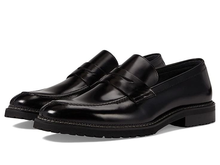 Steve Madden Saban - Men's Shoes : Black Leather : The versatile Steve Madden Saban Loafers have a stunning polished texture that showcases a sophisticated look. ; Leather upper. ; Textile lining and synthetic insole. ; Easy slip-on style. ; Almond toe. ; Flexible rubber outsole. ; Imported. Measurements: ; Weight: 15 oz ; Product measurements were taken using size 9, width D - Medium. Please note that measurements may vary by size. Formal Plain Toe Slip-ons For Fall, Formal Leather Slip-ons For Fall, Semi-formal Slip-ons With Rubber Sole, Moc Toe Slip-ons For Business In Fall, Business Slip-ons With Rubber Sole For Fall, Formal Almond Toe Slip-ons With Rubber Sole, Modern Formal Slip-ons With Brogue Detailing, Semi-formal Slip-on Oxfords With Textured Sole, Modern Moc Toe Slip-ons For Work