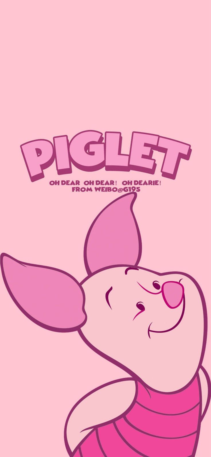 a pink piglet poster with the words piglet on it's chest and head