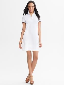 Tipped Polo Dress Classic Collared Polo Dress For Work, Fitted Polo Dress For Work With Collared Neckline, Classic Polo Dress With Collared Neckline For Workwear, Elegant Collared Polo Dress For Spring, Elegant Spring Polo Dress With Collar, Elegant Fitted Polo Dress For Work, Elegant Spring Polo Dress For Work, Chic Summer Polo Dress For Work, Elegant Spring Workwear Polo Dress