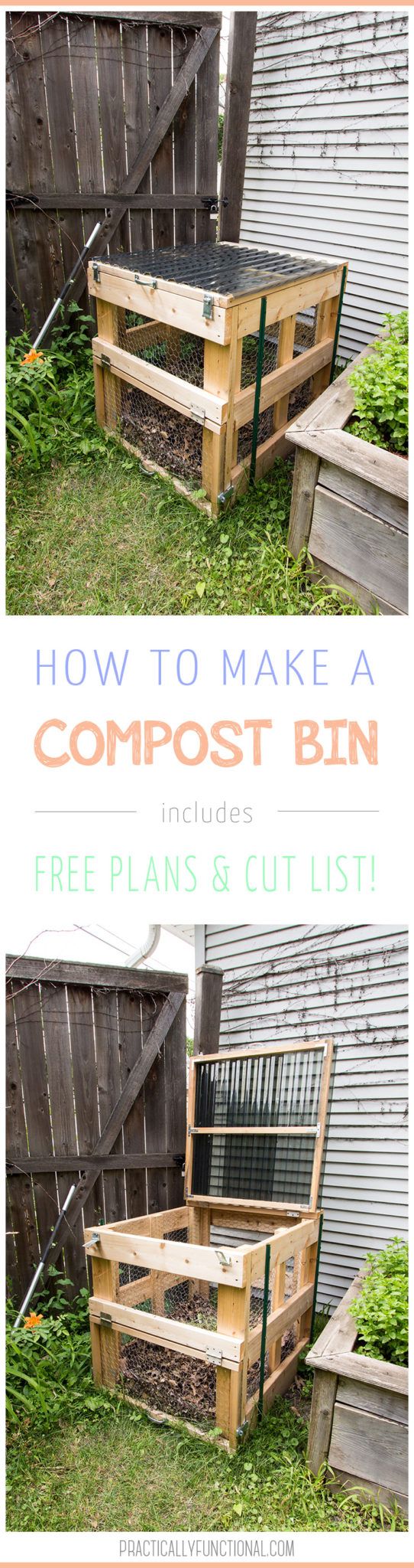 the steps to make a compost bin are made out of pallets and wood