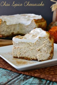 a slice of cheesecake on a white plate