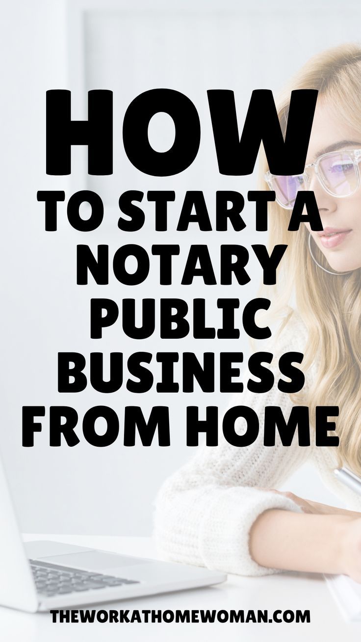 a woman sitting at a desk using a laptop computer with the words how to start a notary public business from home