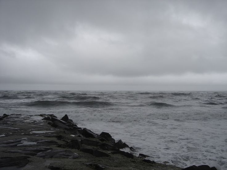 the ocean is very choppy and stormy