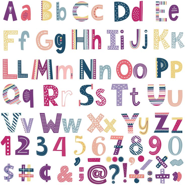 an alphabet with different letters and numbers