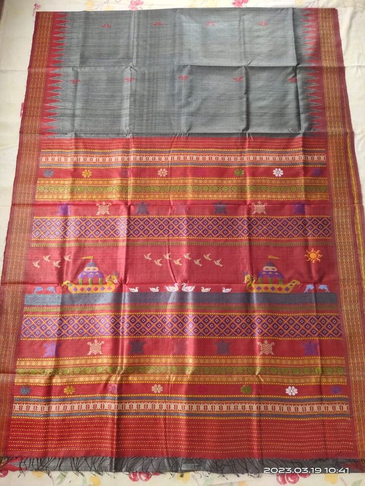 Tussar silk Saree, Festival Slub Silk Pre-draped Saree With Weaving Work, Festive Raw Silk Saree With Weaving Work, Slub Silk Saree With Weaving Work For Puja, Cotton Silk Saree With Weaving Work For Puja, Navratri Semi-stitched Saree With Weaving Work, Festive Cotton Silk Saree With Weaving Work, Festive Red Blouse Piece With Weaving Work, Festive Red Blouse With Weaving Work, Unstitched Weaving Work Saree For Navratri