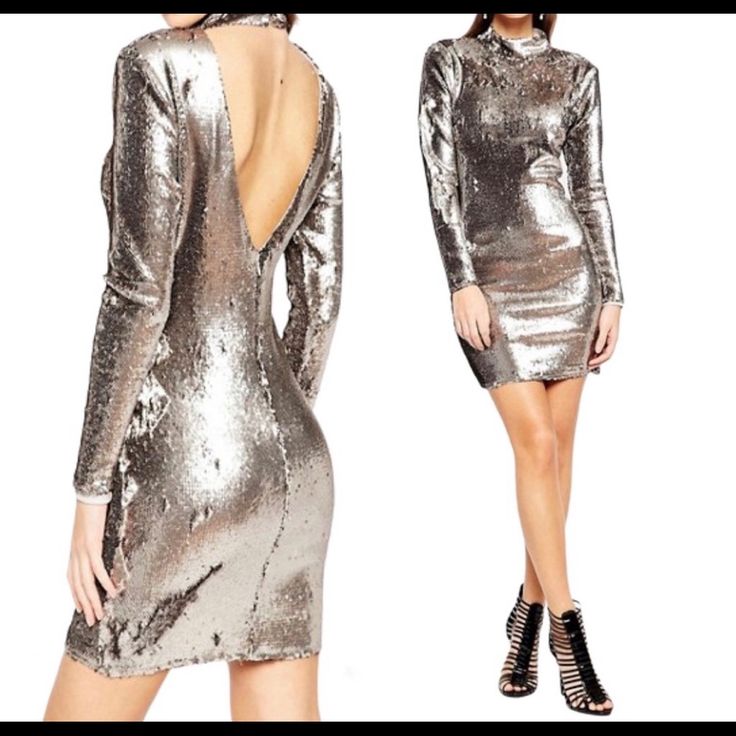 Reposhing This Item I Purchased From @Theposhpina. Loved It, But Ready To Rotate For Something New. Never Worse.. Too Tight In Bust Area. Questions? Leave A Comment Below! Elegant Silver Backless Sequin Dress, Silver Sequin Long Sleeve Dress For Night Out, Silver Long Sleeve Sequin Dress For Party Season, Silver Long Sleeve Sequin Dress For Night Out, Silver Embellished Sequin Dress For Date Night, Glamorous Silver Long Sleeve Sequin Dress, Silver Long Sleeve Winter Dress, Silver Long Sleeve Dress For Winter, Silver Long Sleeve Sequin Party Dress