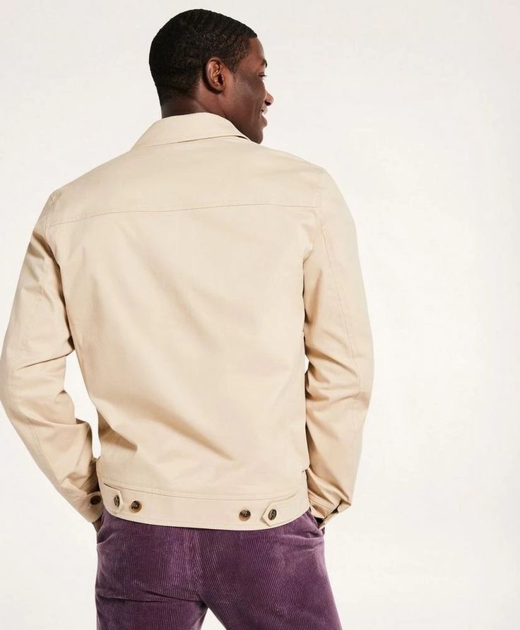 The Brooks Brothers Stretch Cotton Twill Bomber embodies casual cool for any Instagram adventure. Its modern stretch twill fabric creates the signature bomber style with added flexibility and comfort, while nods to heritage - like a Black Watch tartan lining and embroidered fleece logo - affirm its incomparable quality. Side entry pockets, signature striped locker loop, and snap closures at the cuffs deliver timeless details in this essential layer that's ready for any social media moment. Fall Cotton Outerwear With Button Zip Fly, Classic Cotton Track Jacket For Spring, Classic Spring Cotton Track Jacket, Mens Jackets Fall, Black Watch Tartan, Jacket Beige, Nike Fleece, Spring Jackets, Shorts With Tights