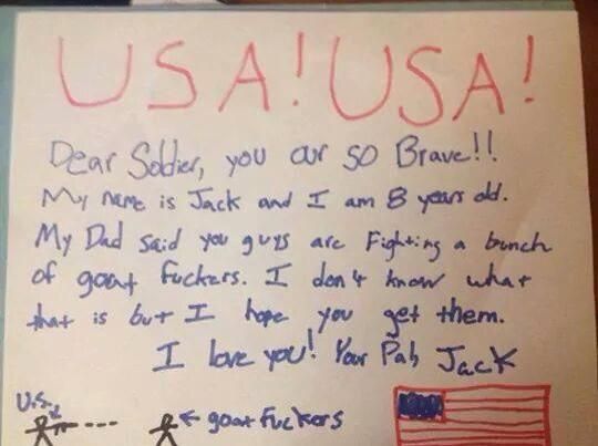 a handwritten letter from u s a i love america