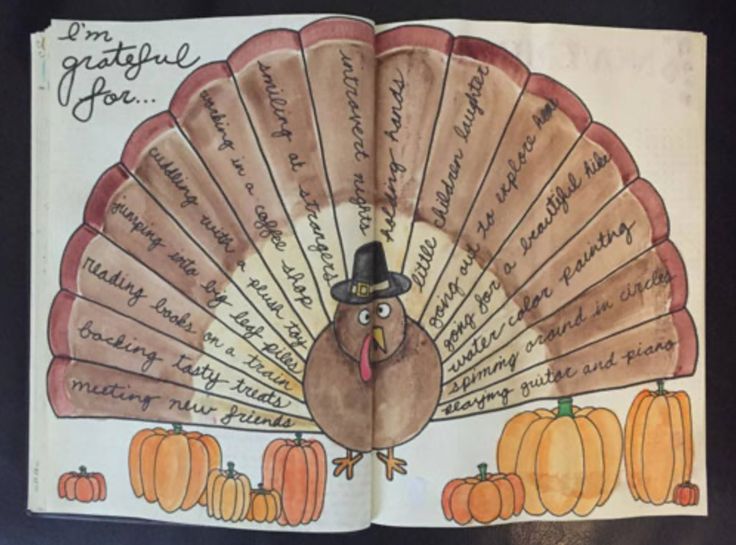 an open book with a turkey on it