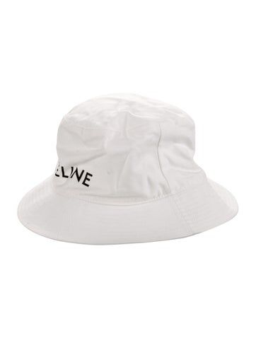 womens Celine white logo bucket hat. Trendy White Bucket Hat, Casual White Wide Brim Bucket Hat, White Casual Bucket Hat With Curved Brim, Casual White Bucket Hat With Curved Brim, White Wide Brim Hat For Streetwear, Summer Hats With Logo And Curved Brim, White Flat Brim Bucket Hat For Streetwear, Casual White Bucket Hat With Flat Brim, Trendy White Bucket Hat For Spring