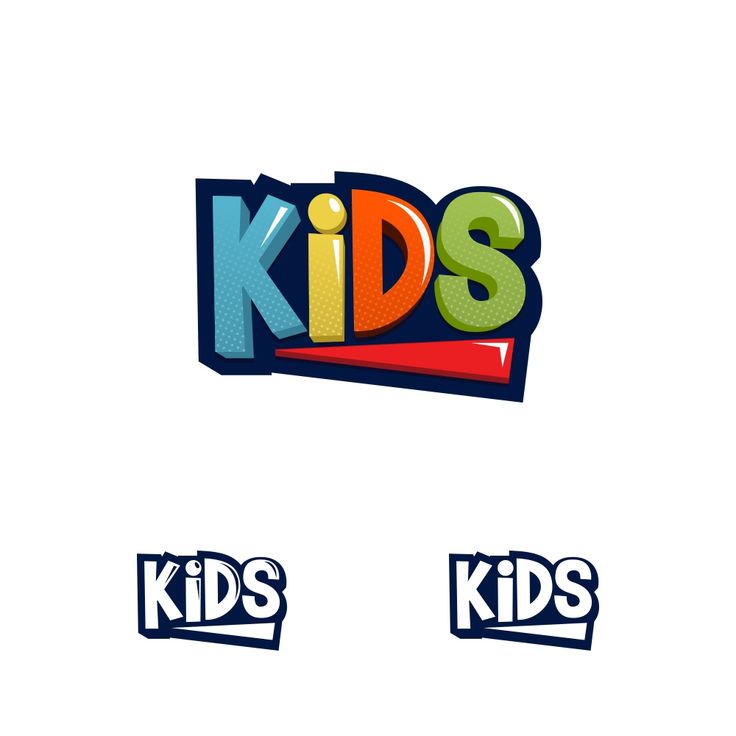 the logo for kids's toys is shown in three different colors and font styles