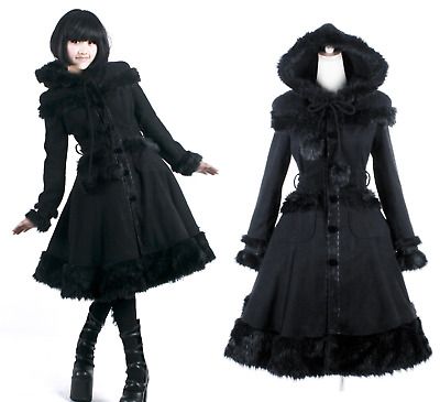 Top Rated New PUNK RAVE Pyon Pyon Gothic Lolita Winter Warm Woolen Black Coat LY-045, Fashion Womens Coats Jackets Gothic Winter Coat, Warm Winter Outfits Women, Gothic Clothing Ideas, Old Punk Fashion, Goth Winter Outfits Snow, 2000s Fashion Goth, Goth Winter Coat, Gothic Winter Outfits Cold, Apocalypse Outfit Winter